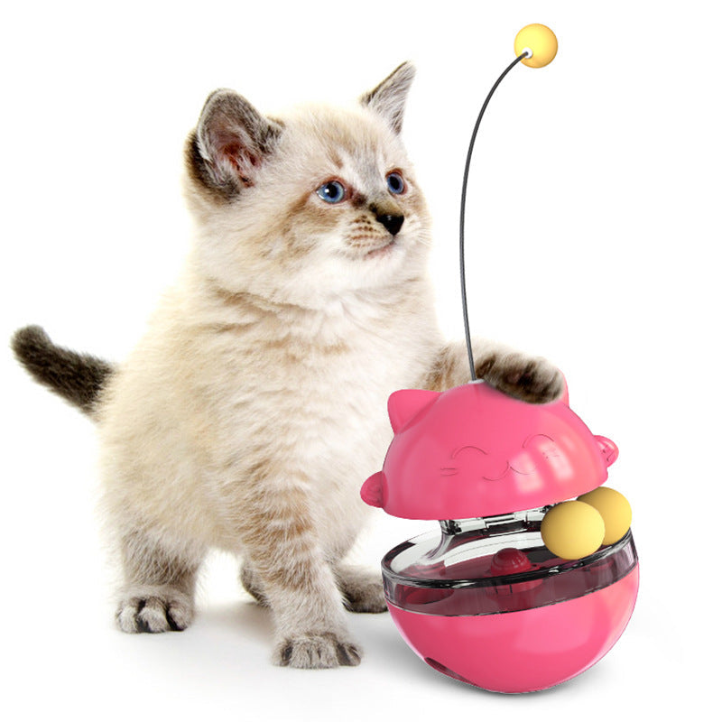 3-in-1 Interaktives Katzen-Spielzeug – Wackelball mit Futterspender und Federstab