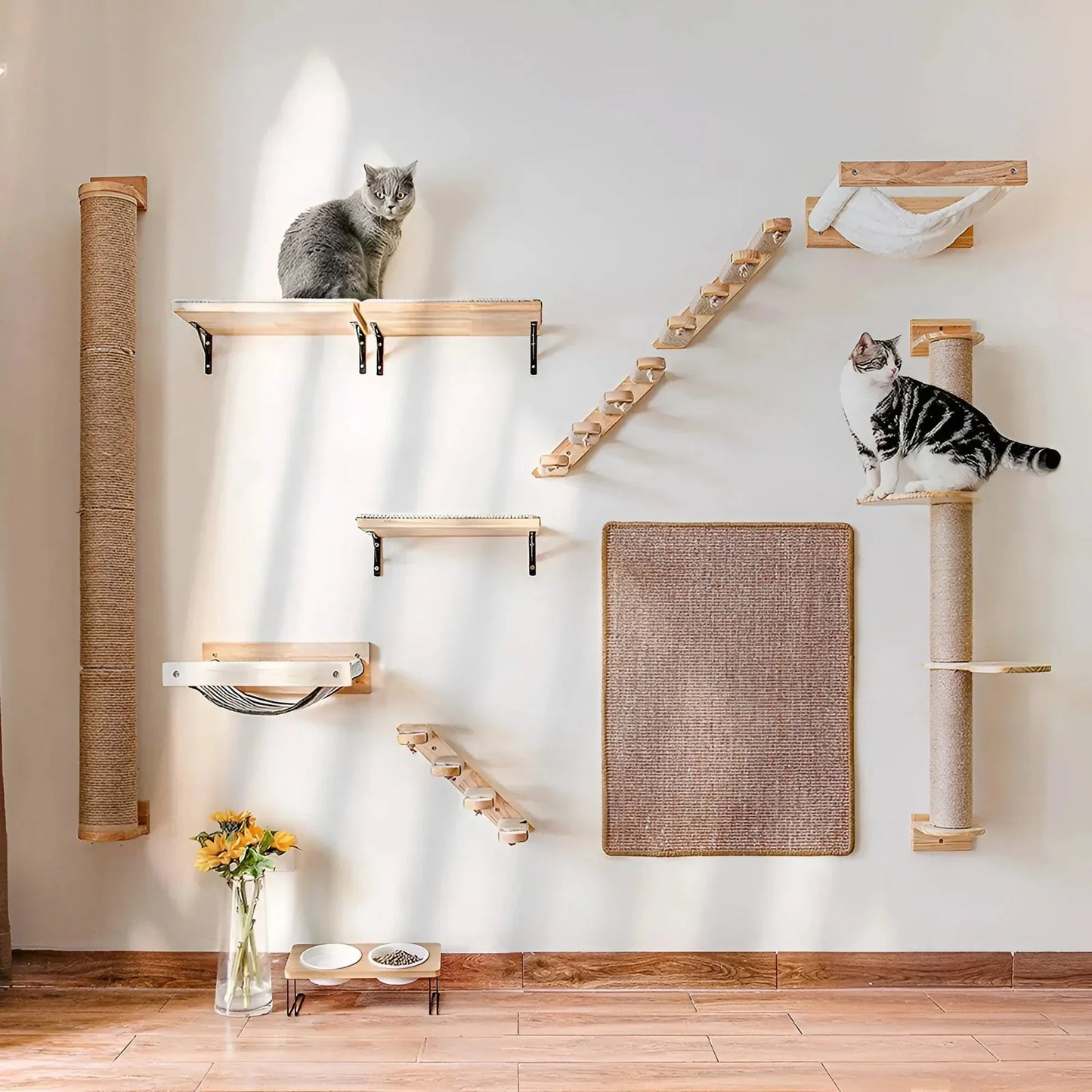Individuell Zusammenstellbarer Katzen-Wandkratzbaum – Anpassbar für Deine Katze