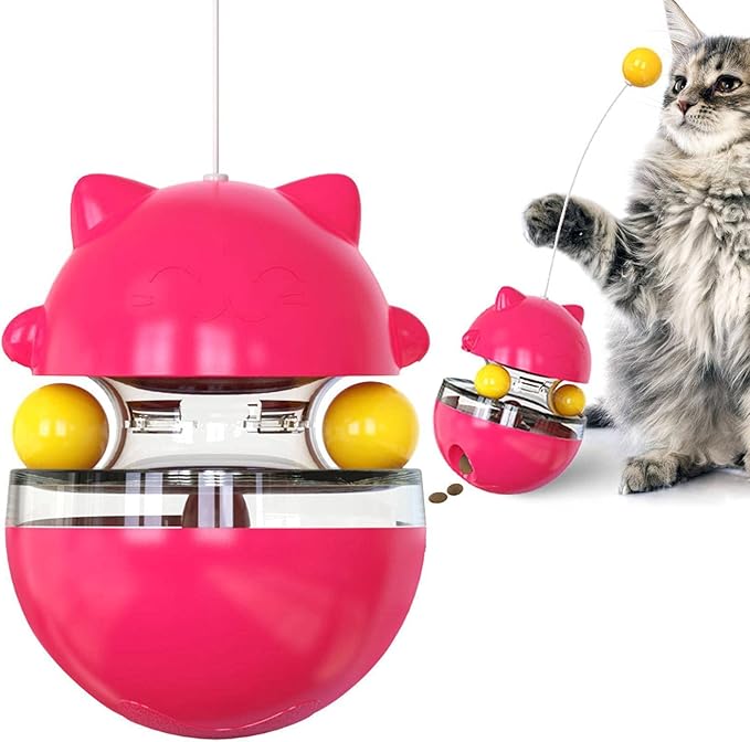 3-in-1 Interaktives Katzen-Spielzeug – Wackelball mit Futterspender und Federstab