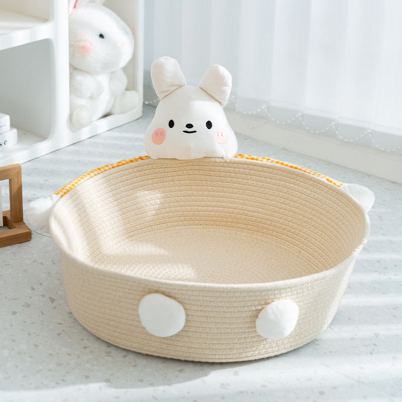 Handgewebtes Baumwollseil Katzenbett im Tierdesign – Niedlicher und Bequemer Schlafplatz für Ihre Katze