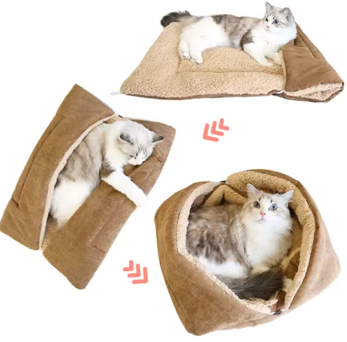 2-in-1 Kuschelbett und Decke für Katzen – Vielseitig und Bequem für Dein Haustier