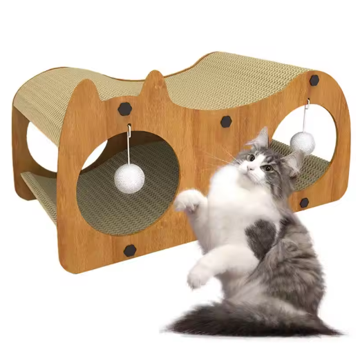 Luxuriöses Katzen-Sofa mit Kratzbrett und Spielbällen – Komfort und Unterhaltung für Deine Katze