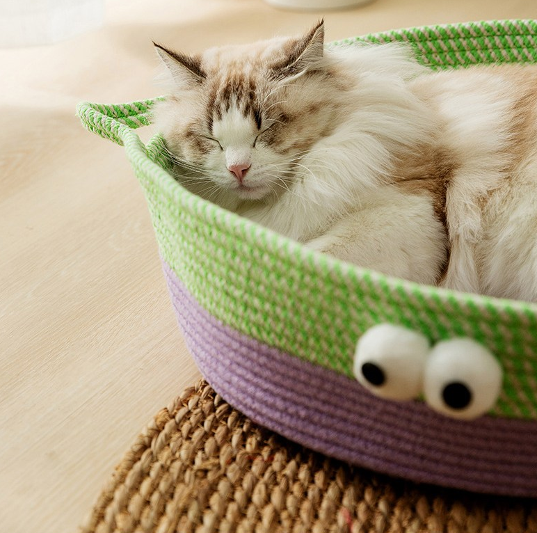 Handgewebtes Baumwollseil Katzenbett im Tierdesign – Niedlicher und Bequemer Schlafplatz für Ihre Katze