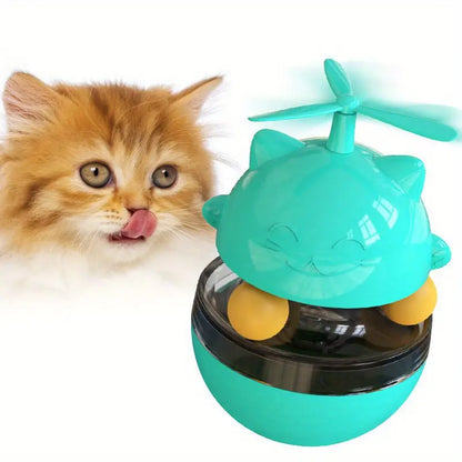 3-in-1 Interaktives Katzen-Spielzeug – Wackelball mit Futterspender und Federstab