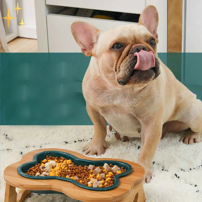Ergonomischer Keramischer Futternapf für Hunde mit Holzständer – Praktische Futterstation