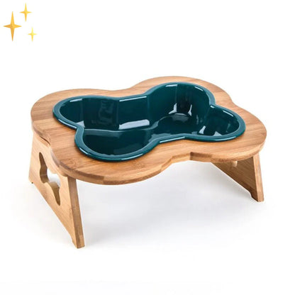 Ergonomischer Keramischer Futternapf für Hunde mit Holzständer – Praktische Futterstation
