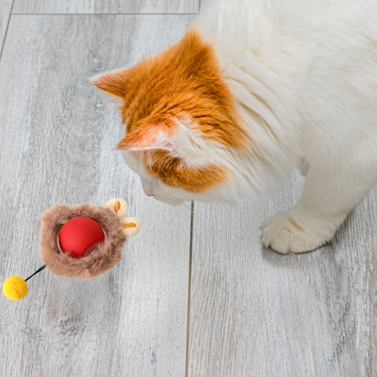 Interaktiver Katzen-Spielball mit Fell und Geräuschen