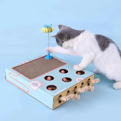 3in1 Katzenspielzeug Box – Mit Kratzfläche und Interaktivem Spiel
