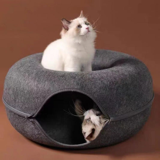2in1 Donut Katzenbett mit Höhlenfunktion für Entspannung und Rückzug
