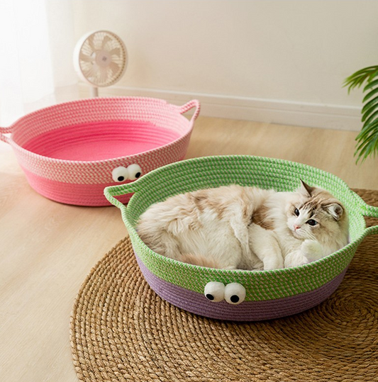 Handgewebtes Baumwollseil Katzenbett im Tierdesign – Niedlicher und Bequemer Schlafplatz für Ihre Katze