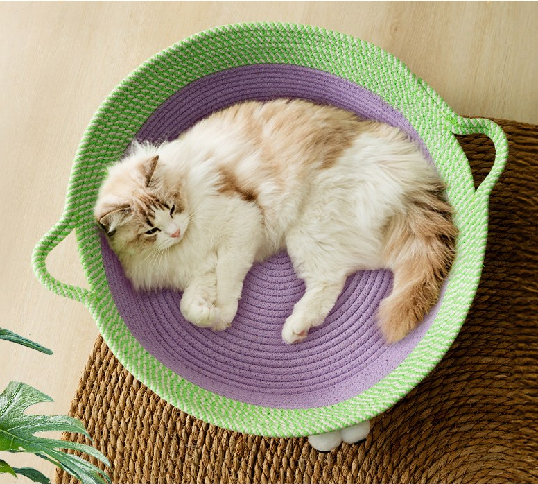 Handgewebtes Baumwollseil Katzenbett im Tierdesign – Niedlicher und Bequemer Schlafplatz für Ihre Katze