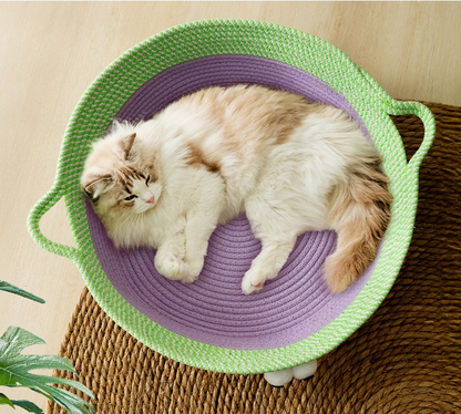 Handgewebtes Baumwollseil Katzenbett im Tierdesign – Niedlicher und Bequemer Schlafplatz für Ihre Katze