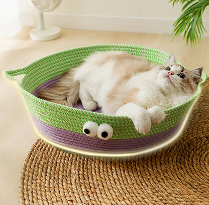 Handgewebtes Baumwollseil Katzenbett im Tierdesign – Niedlicher und Bequemer Schlafplatz für Ihre Katze