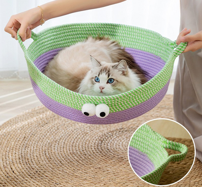 Handgewebtes Baumwollseil Katzenbett im Tierdesign – Niedlicher und Bequemer Schlafplatz für Ihre Katze