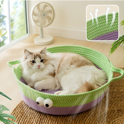 Handgewebtes Baumwollseil Katzenbett im Tierdesign – Niedlicher und Bequemer Schlafplatz für Ihre Katze
