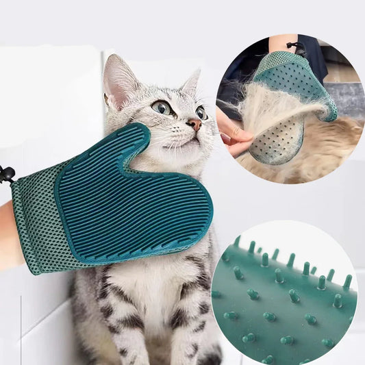 2in1 Fellpflege Handschuh für Katzen – Bürsten und Massieren in Einem