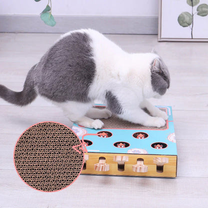 3in1 Katzenspielzeug Box – Mit Kratzfläche und Interaktivem Spiel